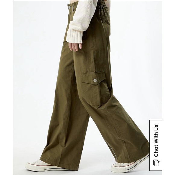 PacSun‎ Low Rise Puddle Cargo Pants Womens S Olive Green NWT MSRP $54.95 - Picture 3 of 14